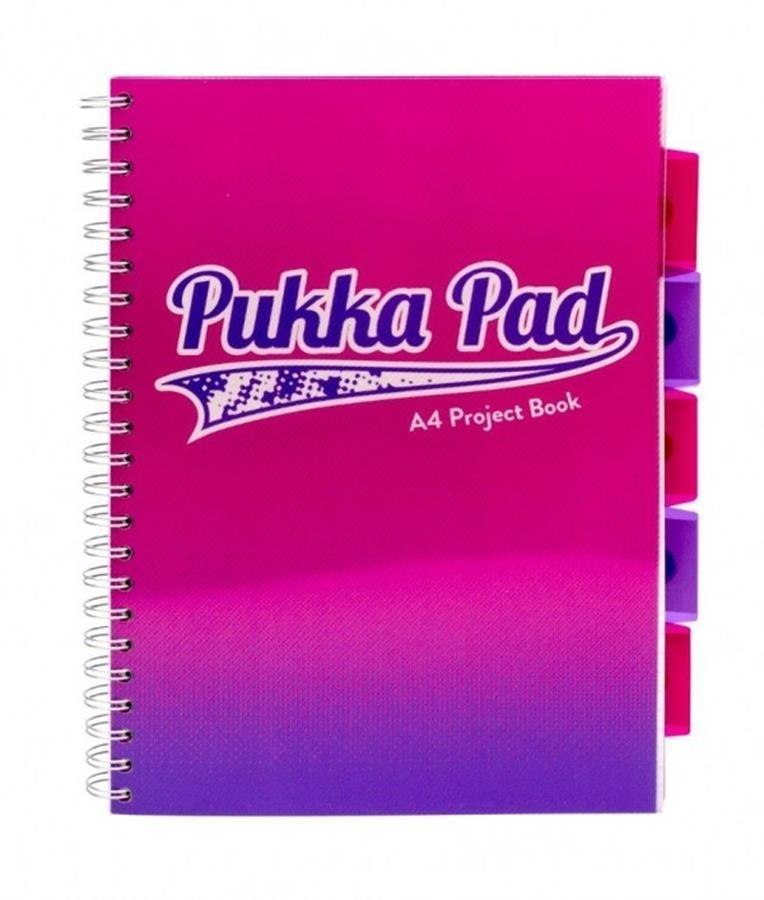 BOOKLEET A4 100 SHEETS GRID BIND PVC FUSION PINK PUKKA 8408-FUS